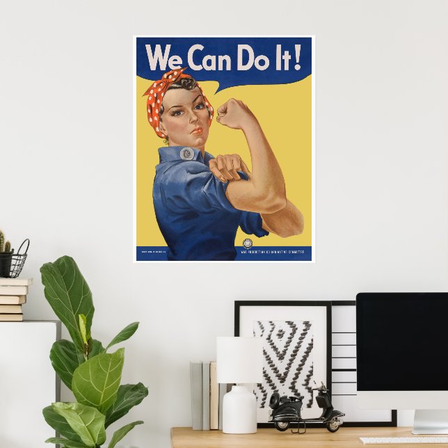 Affiche Vintage Patriotique Rosie le Riveter, Nous pouvons (Bureau à domicile)