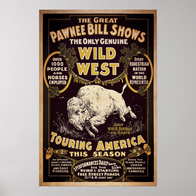 Affiche Vintage Pawnee Bill Wild West Show (Devant)