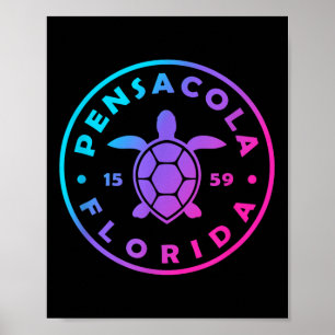 Affiche Vintage Pensacola Floride Tortue de mer Tie Dye Be