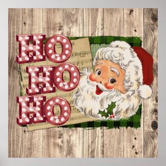 Affiche Vintage Père Noël Lumières Marquee Ho Ho Ho