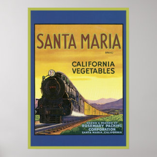 Affiche Vintage Père Noël Maria Californie Légumes Crate L