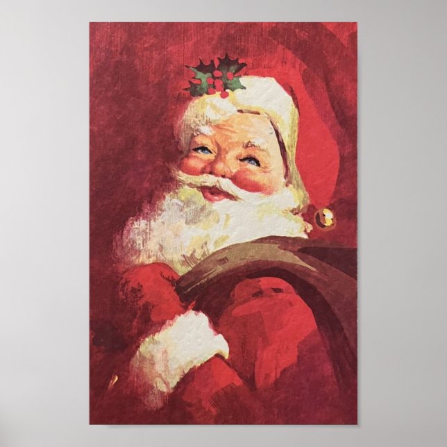 Affiche Vintage Père Noël Reindeer Mid Century (Devant)