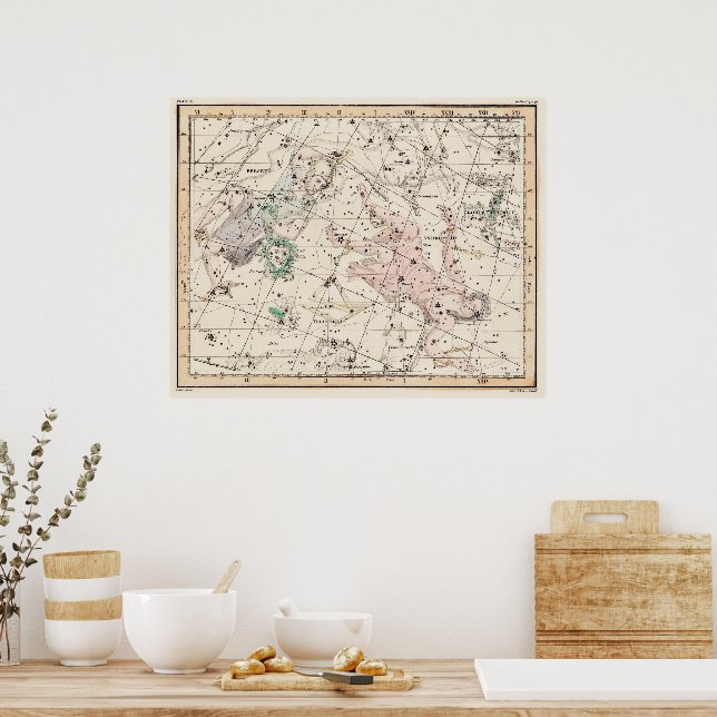 Affiche Vintage Perseus and Andromeda Constellations Map  (Cuisine)