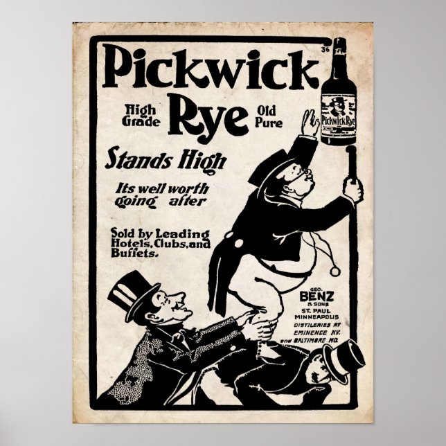Affiche Vintage Pickwick Rye Old Liqour Imprimer (Devant)