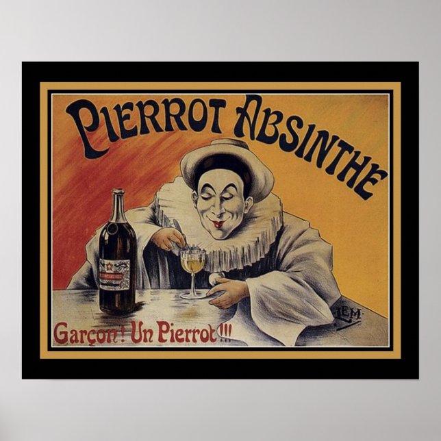 Affiche Vintage Pierrot-Absinthe (Devant)