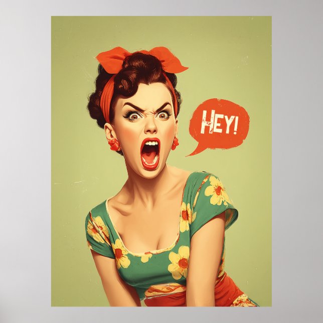 Affiche Vintage Pin-Up Power Shout (Devant)