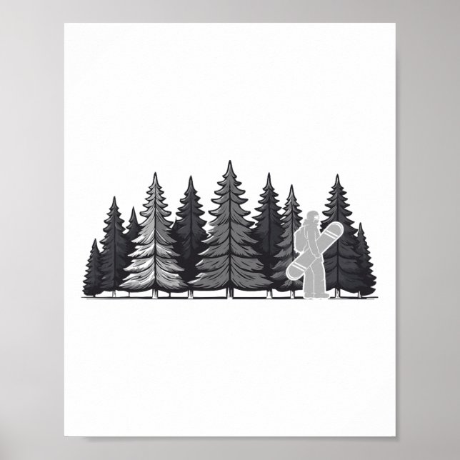 Affiche Vintage Pine Tree Snowboard - Cool Snowboard (Devant)