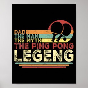 Affiche Vintage Ping Pong Papa Ping Pong Jouer Tee Fathe