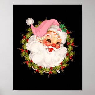 Affiche Vintage Pink Santa Claus Joyeux Pyjamas de Noël X
