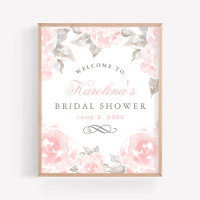 Vintage Pink Watercolor Rose Wedding Bridal Shower