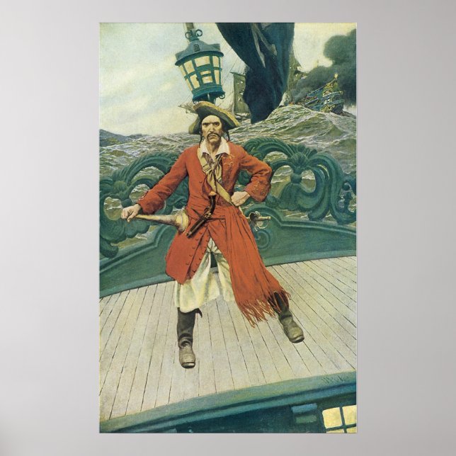 Affiche Vintage Pirates, capitaine Keitt par Howard Pyle (Devant)