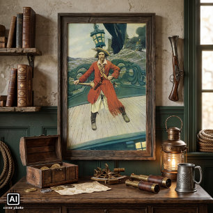 Affiche Vintage Pirates, capitaine Keitt par Howard Pyle