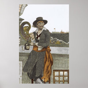 Affiche Vintage Pirates, enfant sur le pont de l'Adventure