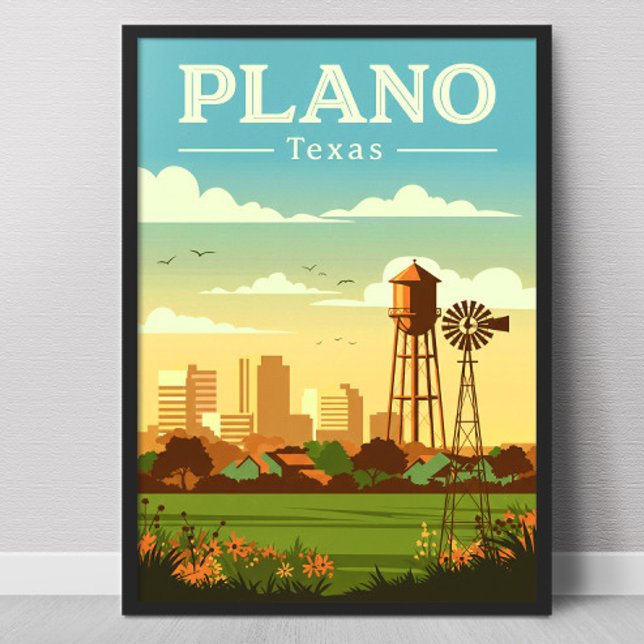 Affiche Vintage Plano Texas (Créateur téléchargé)