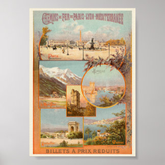 Affiche vintage PLM Paris Marseille France 1904