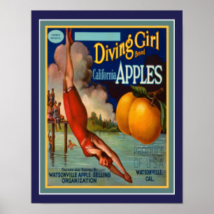 Affiche Vintage, Plongée des années 1930, California Apple