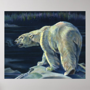 Affiche Vintage Polar Bear, Arctic Marine Life Animals