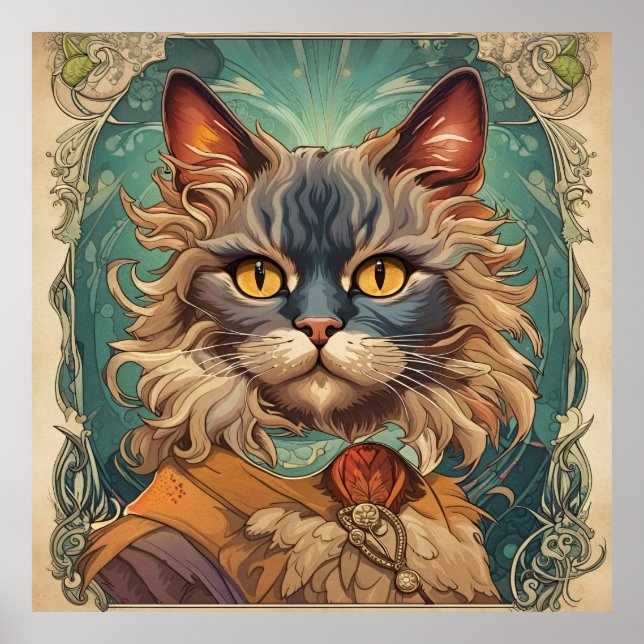 Affiche Vintage Pop Art Louis Wain style rétro (Devant)