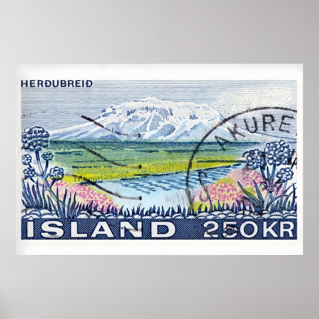 Affiche Vintage Postage Stamp Print, Mountain River (Devant)