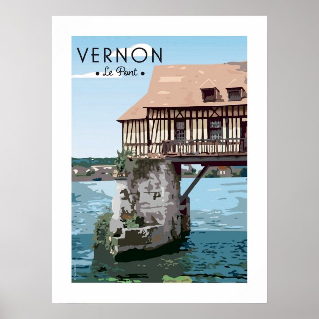 Affiche vintage / Poster - Le pont de Vernon (Devant)
