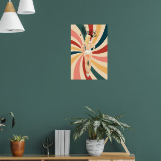 Affiche Vintage, psychédélique épingle fille en blanc