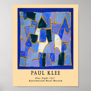 Affiche Vintage Remixe Paul Klee Bleu Abstrait Bauhaus