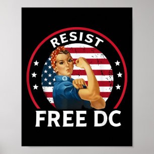 Affiche Vintage Résister À La Manifestation Libre Dc Drape