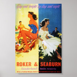 Affiche vintage restaurée d'Angleterre Roker et Se