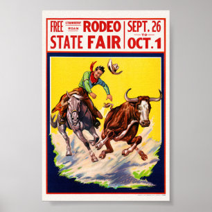 Affiche vintage restaurée de la Rodea State Fair U