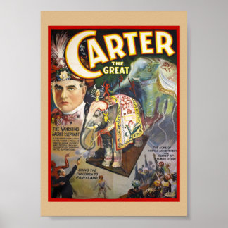 Affiche vintage restaurée du magicien Carter The G