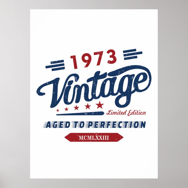 Affiche Vintage Retro 1973 Limited Edition Cadeau d'annive (Devant)