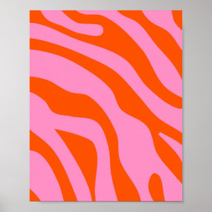 Affiche Vintage Rétro Abstrait Rose Et Orange