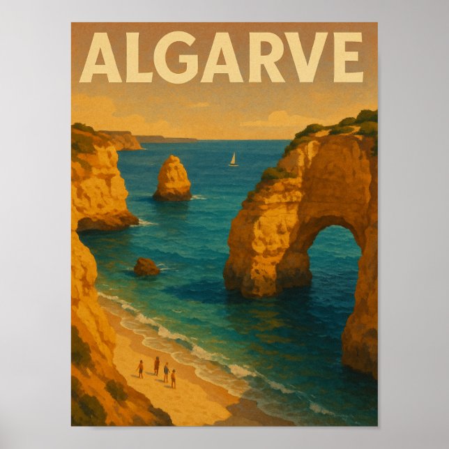 Affiche Vintage Retro Algarve Portugal Travel (Devant)