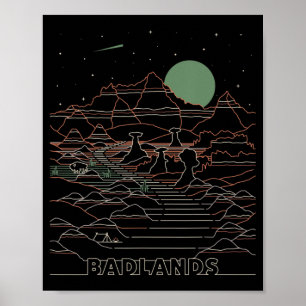 Affiche Vintage Retro Badlands National Park Dakota du Sud