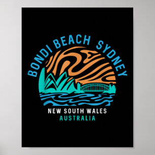 Affiche Vintage Retro Bondi Beach Sydney Australie Surfer
