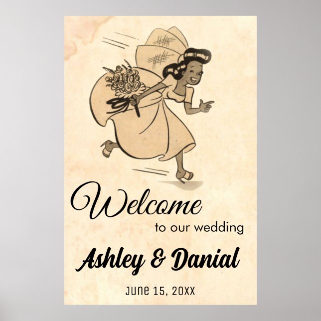 Affiche Vintage Retro Bride Funny Classic Welcome Mariage (Devant)