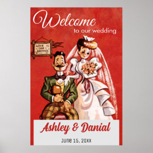 Affiche Vintage Retro Bride Groom les années 50 Vieux Mari