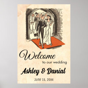 Affiche Vintage Retro Bride Groom Old Chic Rustic Mariage
