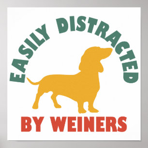 Affiche Vintage Rétro Facilement Distrait Par Les Weiners