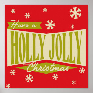 Affiche Vintage Retro Holly Jolly Christmas
