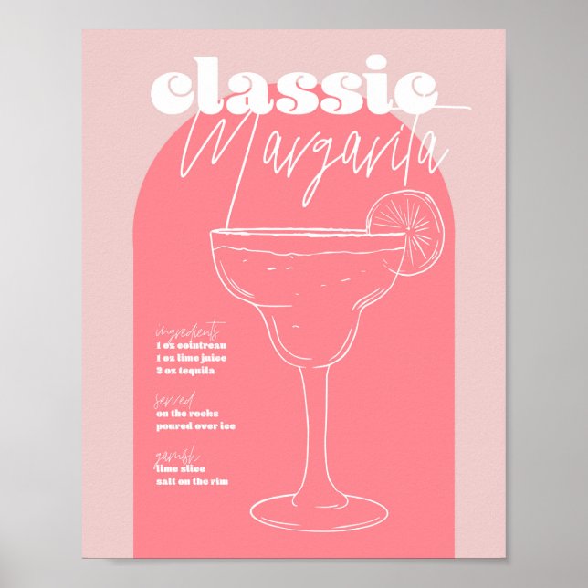Affiche Vintage Retro Inspiré Classic Margarita Recette Pi (Devant)
