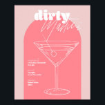 Affiche Vintage Retro Inspiré Dirty Martini Recette rose a<br><div class="desc">Vintage Retro Inspiré Sirty Martini Recette rose et rose foncé</div>