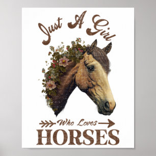 Affiche Vintage Rétro Juste Une Fille Qui Aime Les Chevaux