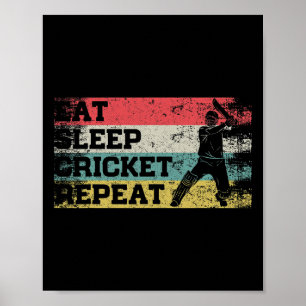 Affiche Vintage Rétro Manger Dormir Cricket Répéter Drôle 