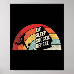 Affiche Vintage Rétro Manger Dormir Football Répéter Footb