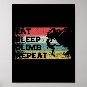 Affiche Vintage Rétro Manger Dormir Grimper Répéter Drôle