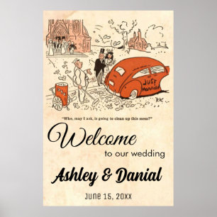 Affiche Vintage Retro Mariée Groom Funny les années 50 Vie
