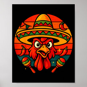 Affiche Vintage rétro mexicain poulet cinco de mayo