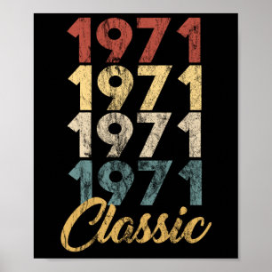 Affiche Vintage Retro Né En 1971 48e Anniversaire Don