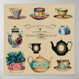 Affiche Vintage Retro North Star Tea Blend Company Advert